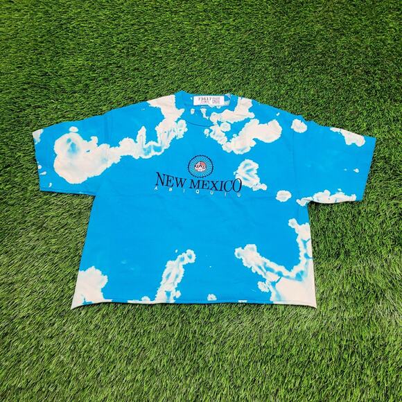 Vintage New-Mexico Crop-Top Shirt Womens Medium 19x18 Blue - Picture 1 of 11